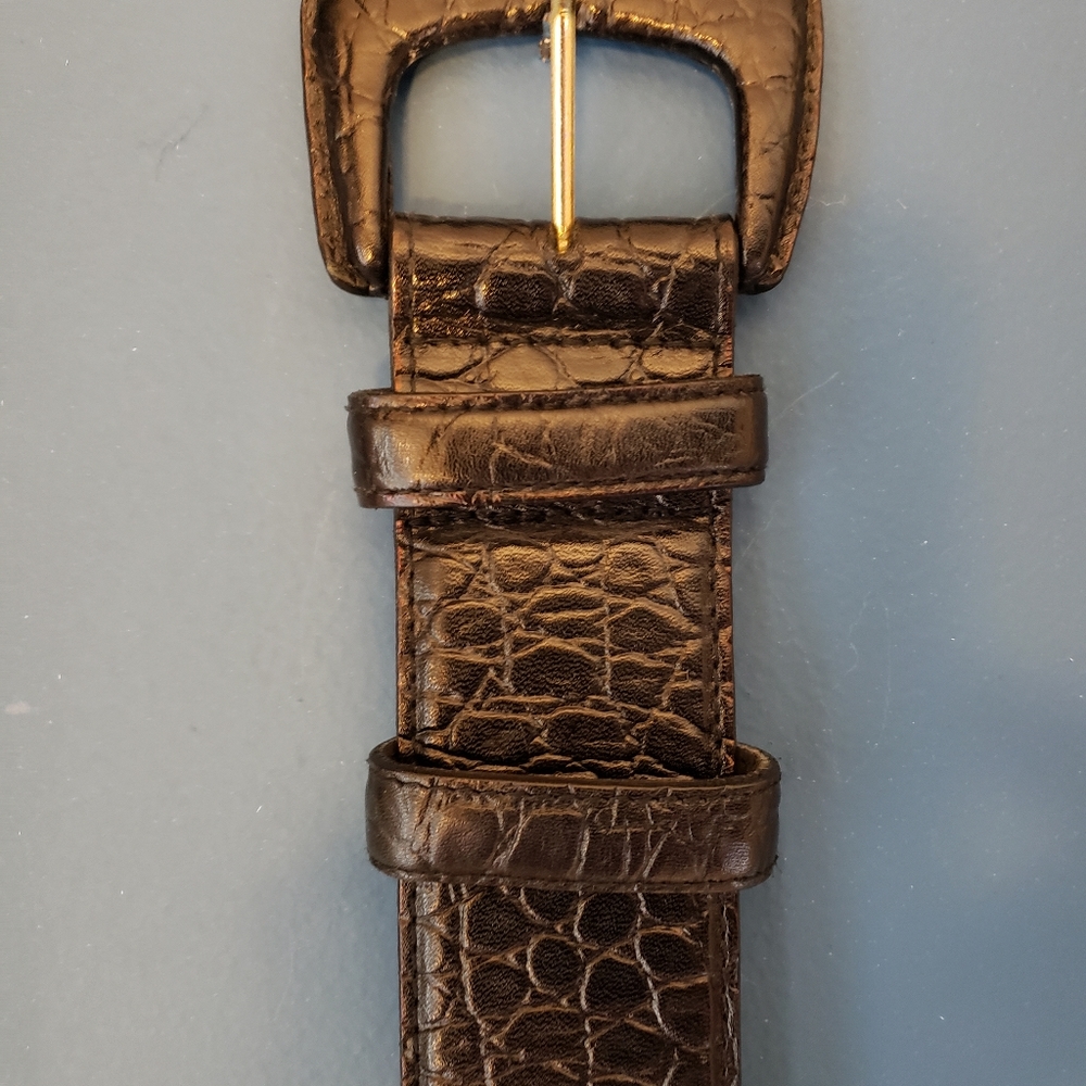 Black Embossed Leather Belt